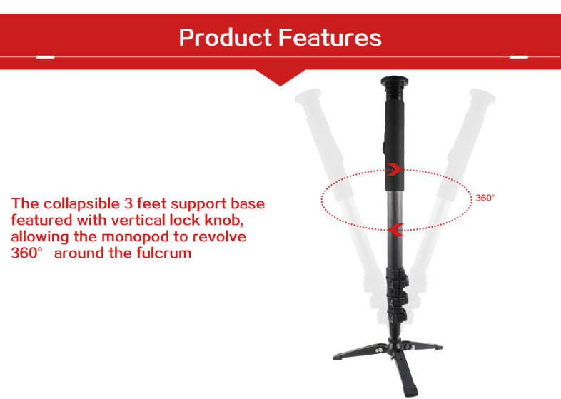 Professional Carbon Fiber Camera Tripod Monopod