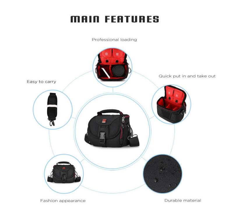 PROWELL DC21791C Water Resistant Camera Shoulder Bag for Travel 