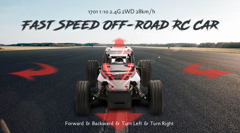 1701 1:10 2.4G 2WD 28km/h Fast Speed Off-road RC Car 