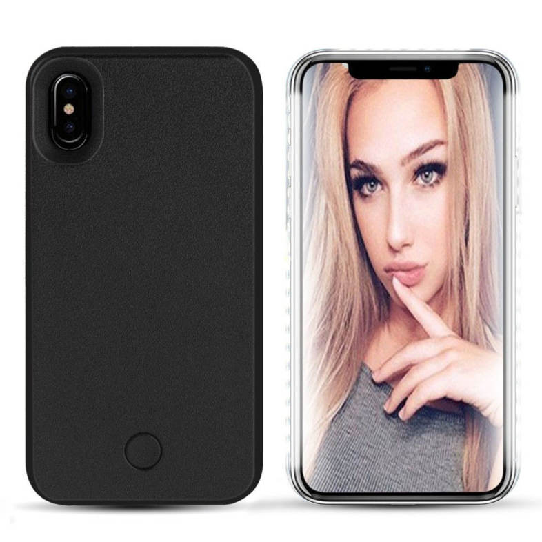 Anti-Skid Emitting Hard Back Shell Fashion Selfie LED Flash Light Phone for iPhone X Case