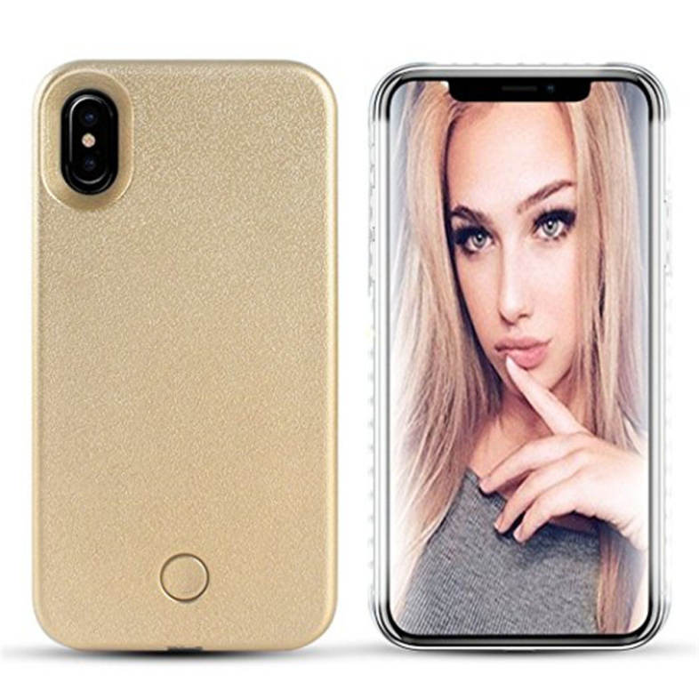Anti-Skid Emitting Hard Back Shell Fashion Selfie LED Flash Light Phone for iPhone X Case