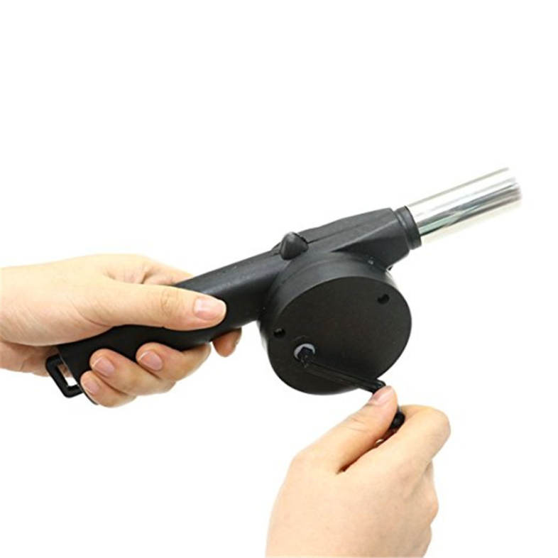 Outdoor Picnic Camping Hand Crank Powered Barbecue BBQ Grill Fan Air Blower