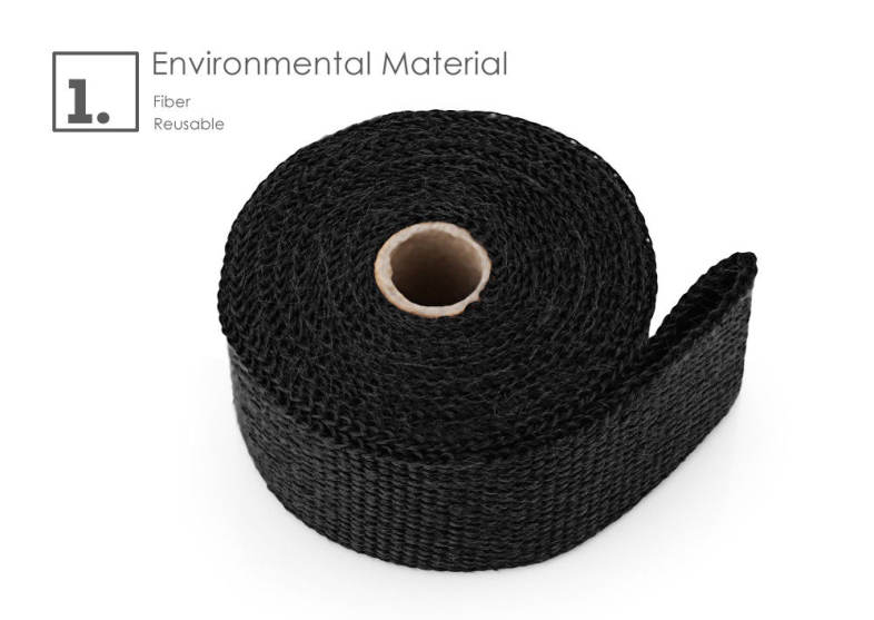 5M Auto Titanium Exhaust Header Tube Fiber Heat Wrap Tape with Steel Cable Ties for Car Motorcycle