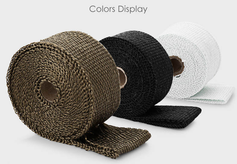 5M Auto Titanium Exhaust Header Tube Fiber Heat Wrap Tape with Steel Cable Ties for Car Motorcycle