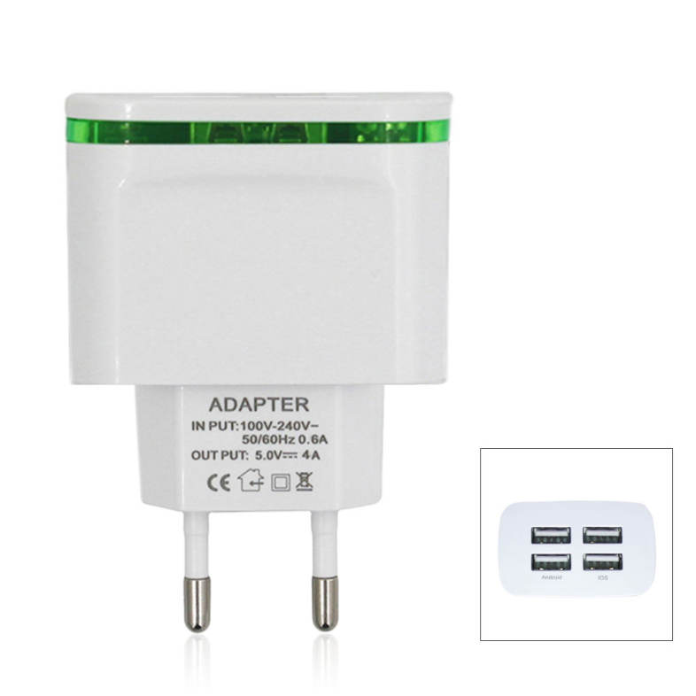Universal 5V/4A EU Plug 4 USB Ports  Wall Power Supply Adapter Charger