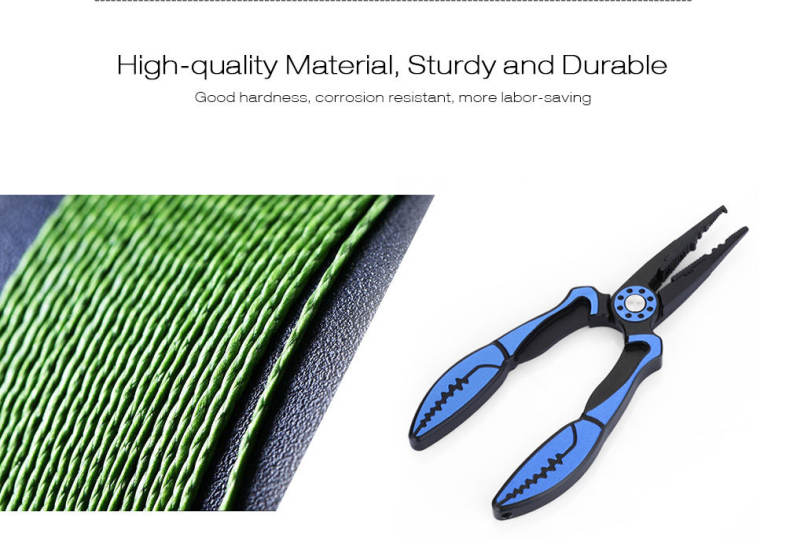 FG - 1034 Aluminum Fishing Plier Braid Cutter Hook Remover Split Ring Fish Holder with Sheath Lanyard 