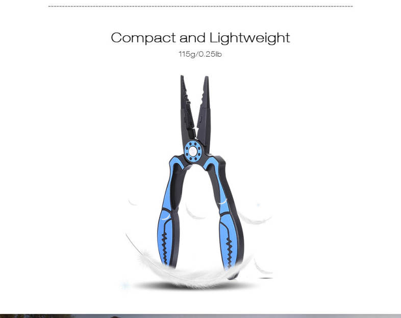 FG - 1034 Aluminum Fishing Plier Braid Cutter Hook Remover Split Ring Fish Holder with Sheath Lanyard 