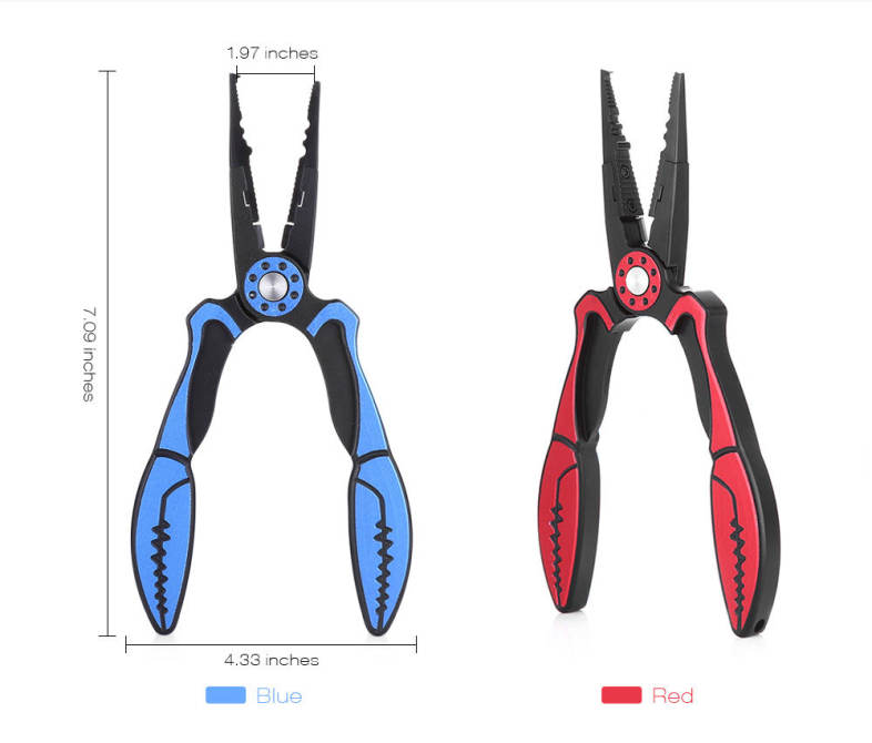 FG - 1034 Aluminum Fishing Plier Braid Cutter Hook Remover Split Ring Fish Holder with Sheath Lanyard 