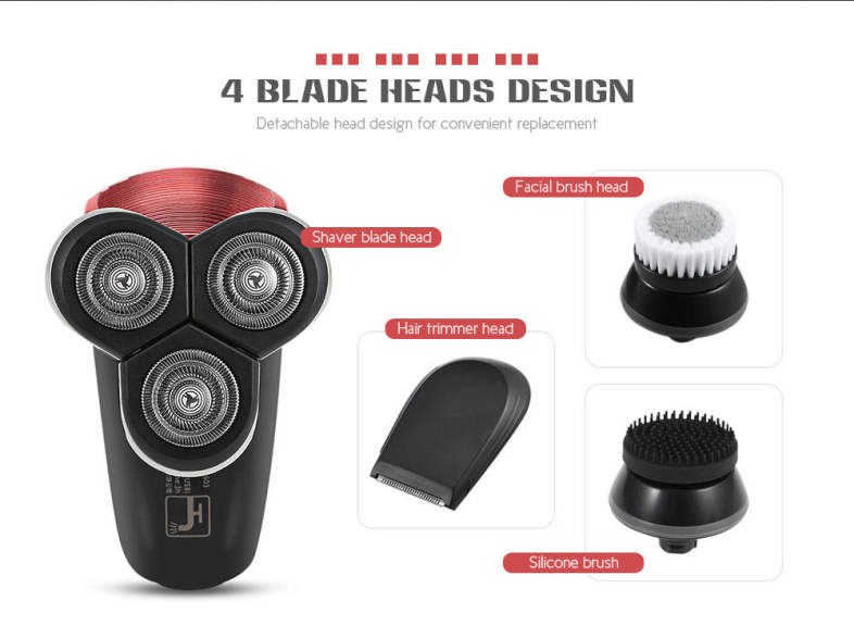 JINDING 4 in 1 Electric Shaver Hair Trimmer Facial Cleansing Rechargeable Razor Shaving Machine