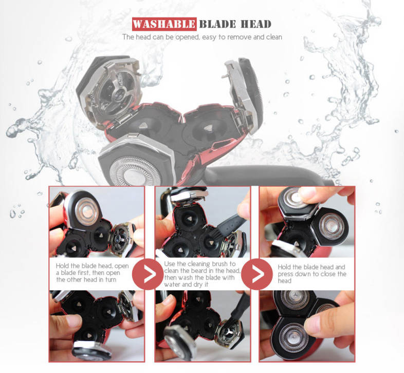 JINDING 4 in 1 Electric Shaver Hair Trimmer Facial Cleansing Rechargeable Razor Shaving Machine