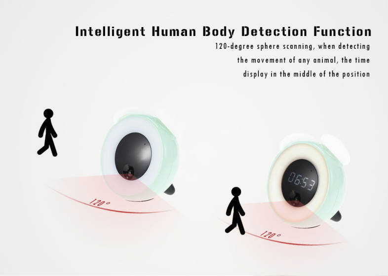Utorch Intelligent Sensor Mushroom Shaped LED Night Light Bedside Lamp with Digital Alarm Clock
