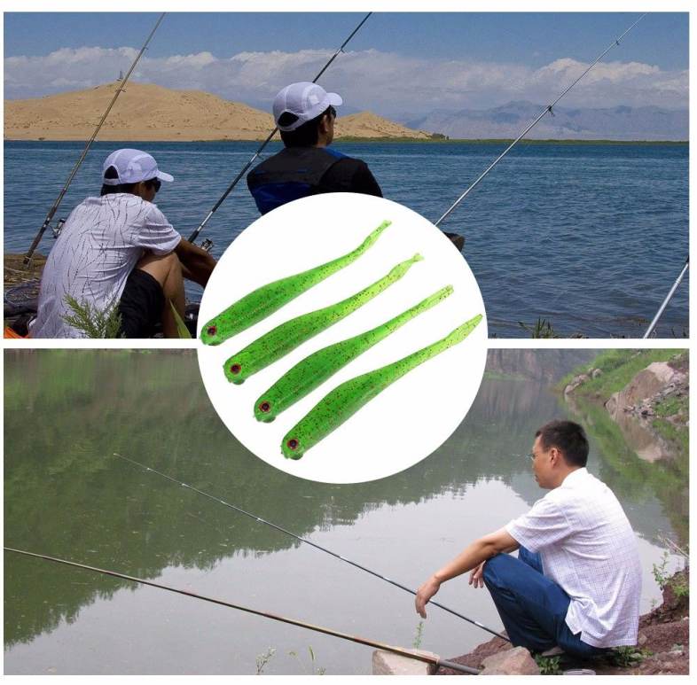 A FISH LURE Soft Fishing Lures Long Tail Artificial Bait 4pcs