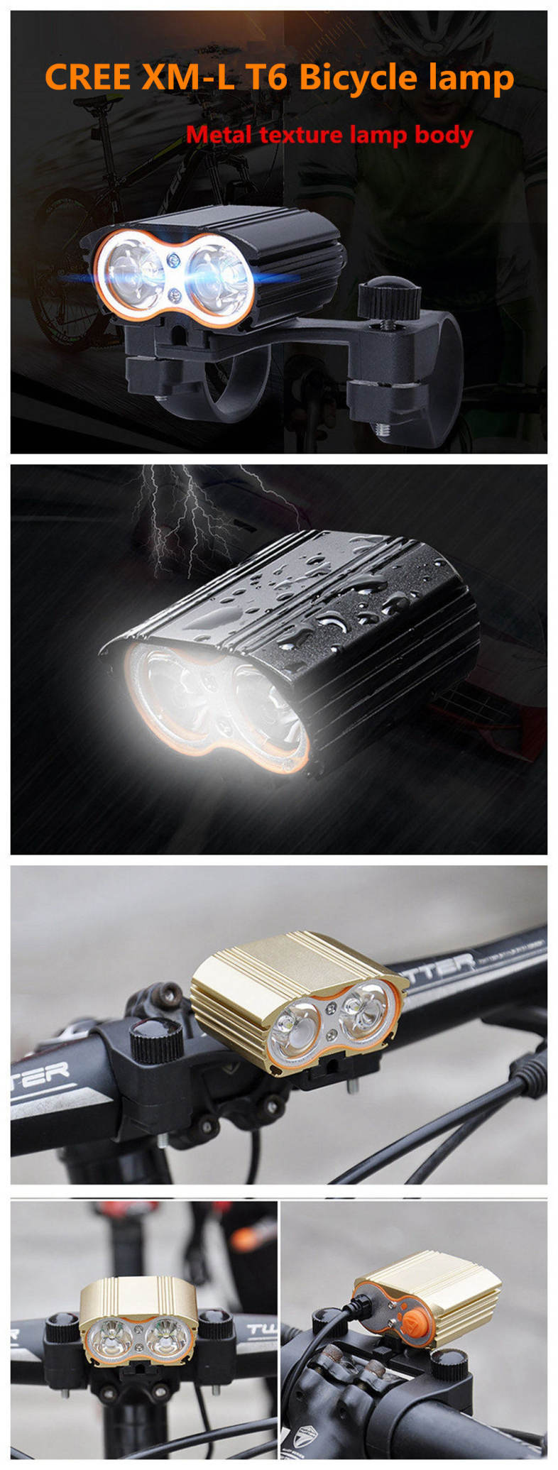 ZHISHUNJIA USB 5V  CREE XM-L T6 LED 1400lm 4-Mode Light Bicycle Lamp