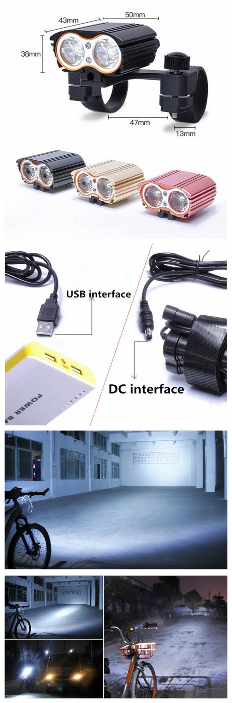 ZHISHUNJIA USB 5V  CREE XM-L T6 LED 1400lm 4-Mode Light Bicycle Lamp