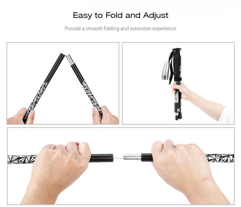 Cleye 7075 Aluminum Alloy Portable Trekking Pole Folding Walking Stick for Hiking Walking Mountaineering