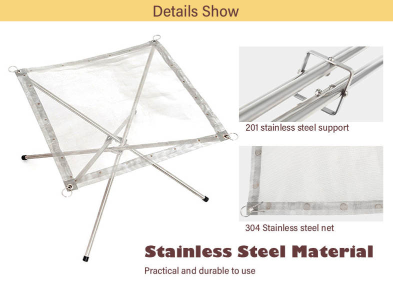 Selpa Portable Folding Stove Fire Frame Camping Wood Burning Grill Heater Stainless Steel Net