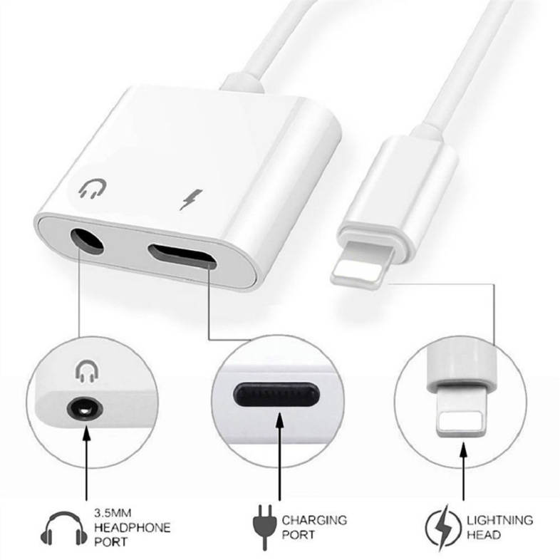 2 in1 3.5mm Audio Headphone Jack Adapter for iPhone