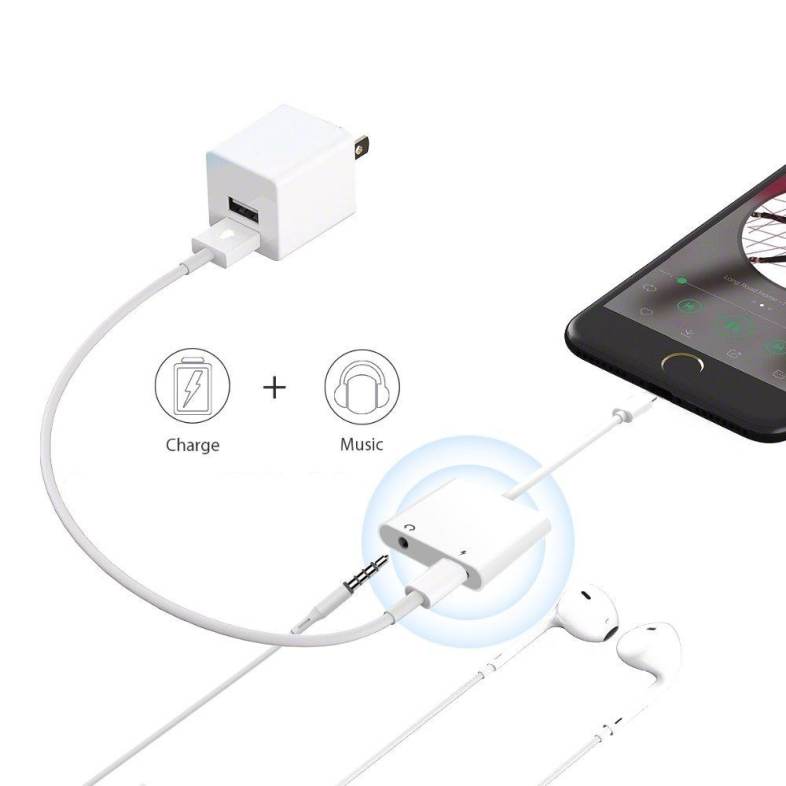 2 in1 3.5mm Audio Headphone Jack Adapter for iPhone