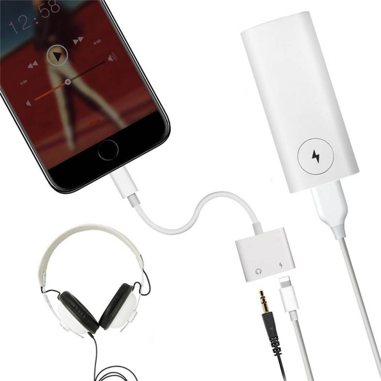 2 in1 3.5mm Audio Headphone Jack Adapter for iPhone