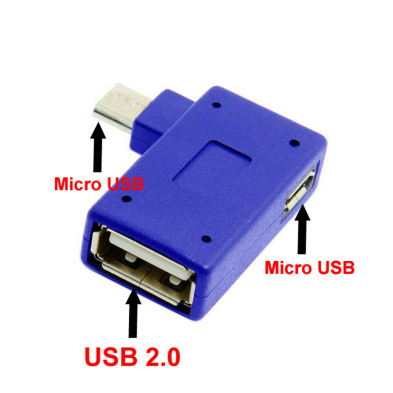 Cwxuan 90 Degrees Right Angled Micro USB to USB OTG Adapter and Power Port