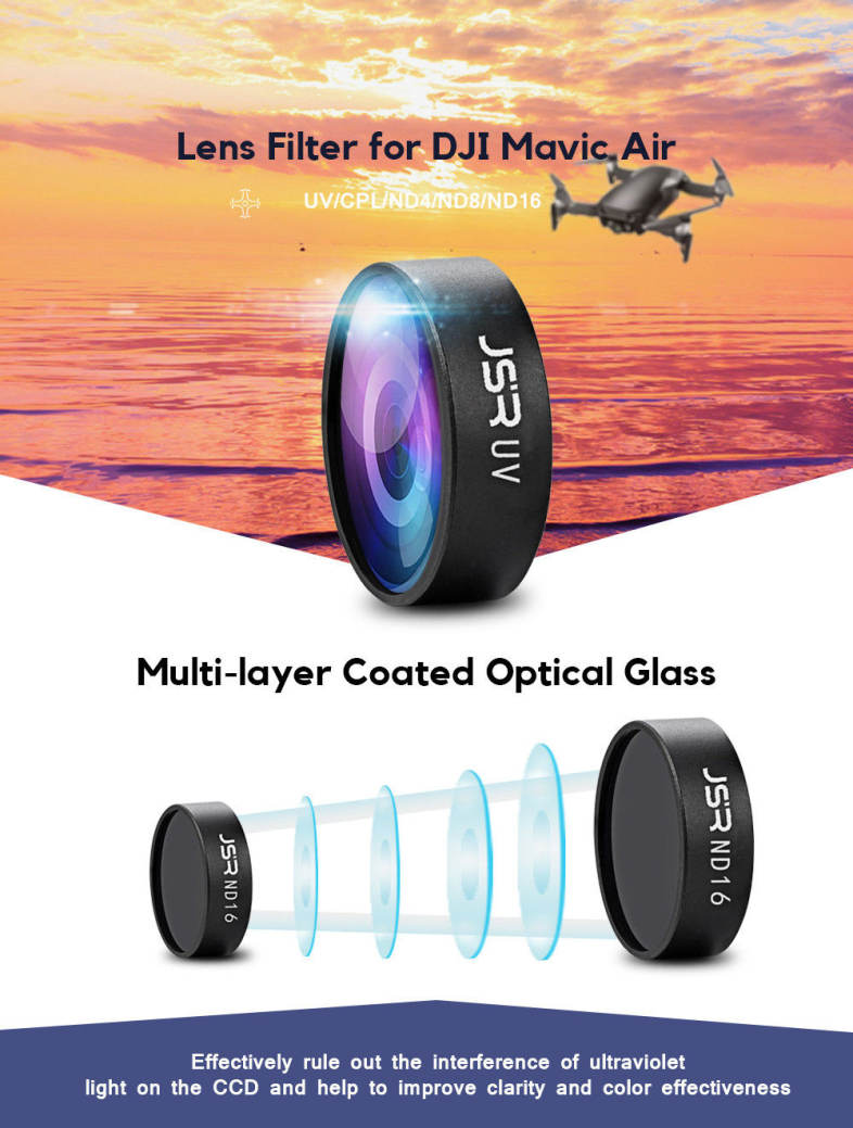 5PCS Neutral Density Lens Filter for DJI Mavic Air Gimbal Camera Drone Accessories UV / CPL / ND4 / ND8 / ND16