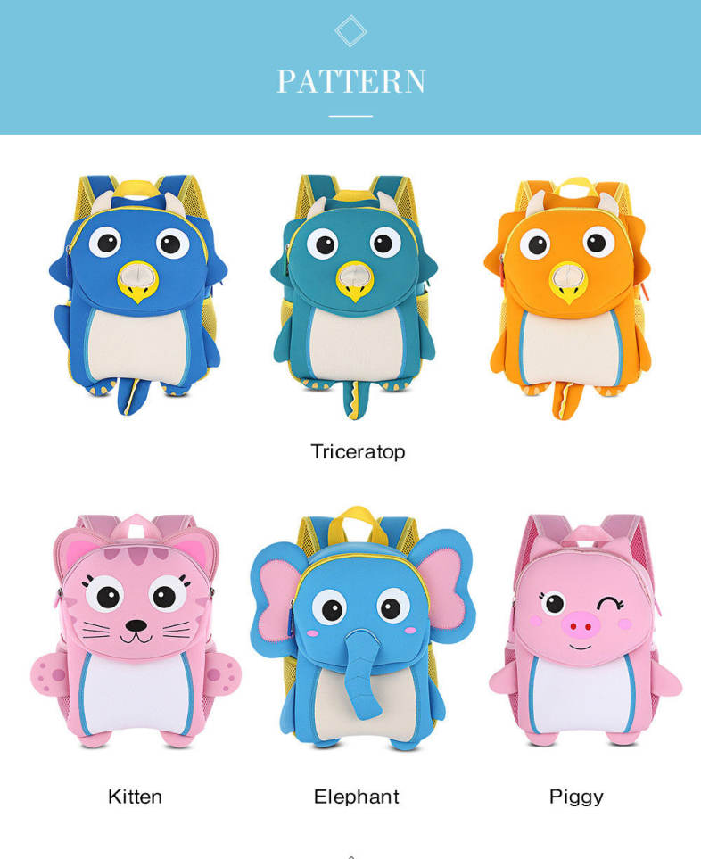 TOCHANG 3D Cartoon School Bag Kindergarten Cute Kids Children Backpack