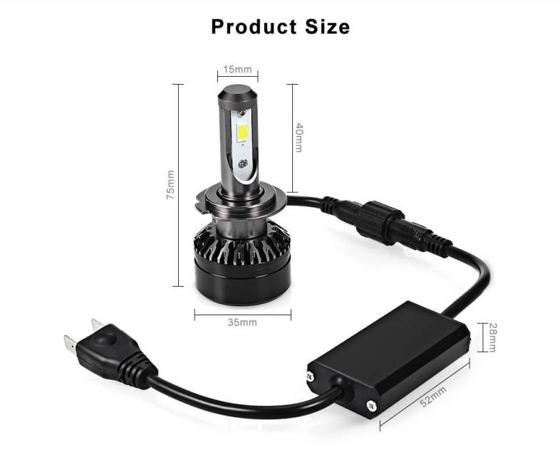 EV6 12V 60W H7 Car LED Headlight IP65 Waterproof 6000K 10000lm 