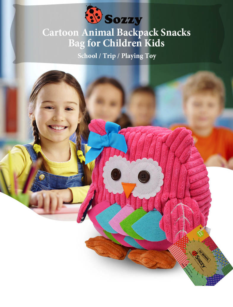 SOZZY Lovely Cartoon Animal Shape Children Backpack Kids Shoulder Bag Snacks Pack