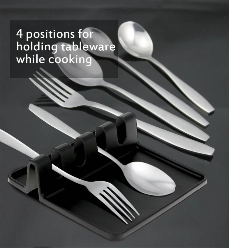 Kitchen Silicone Soup Spoon Pad Utensils Storage Rack