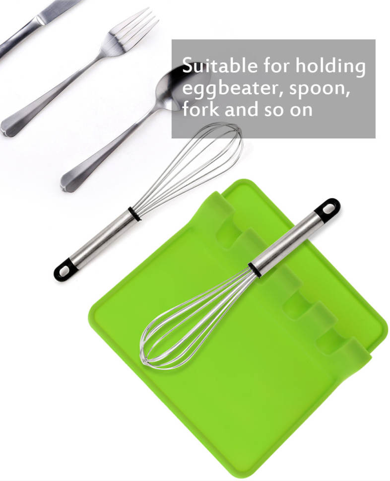 Kitchen Silicone Soup Spoon Pad Utensils Storage Rack