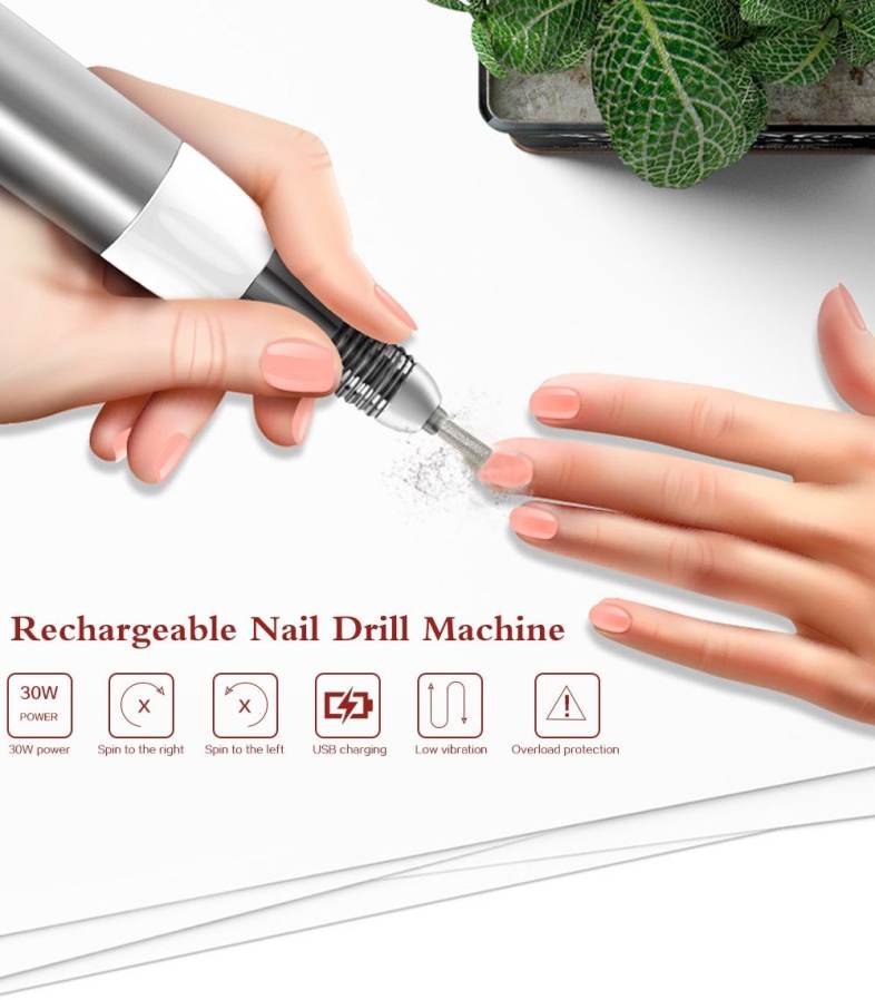 Rechargeable Electric Nail Drill Machine Pen Type Manicure Polish Tool