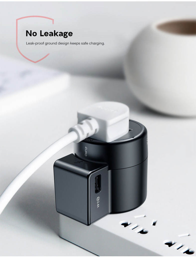 Baseus Multi-functional Dual USB 6A Conversion Socket with Rotatable EU / UK / US / AU Plug