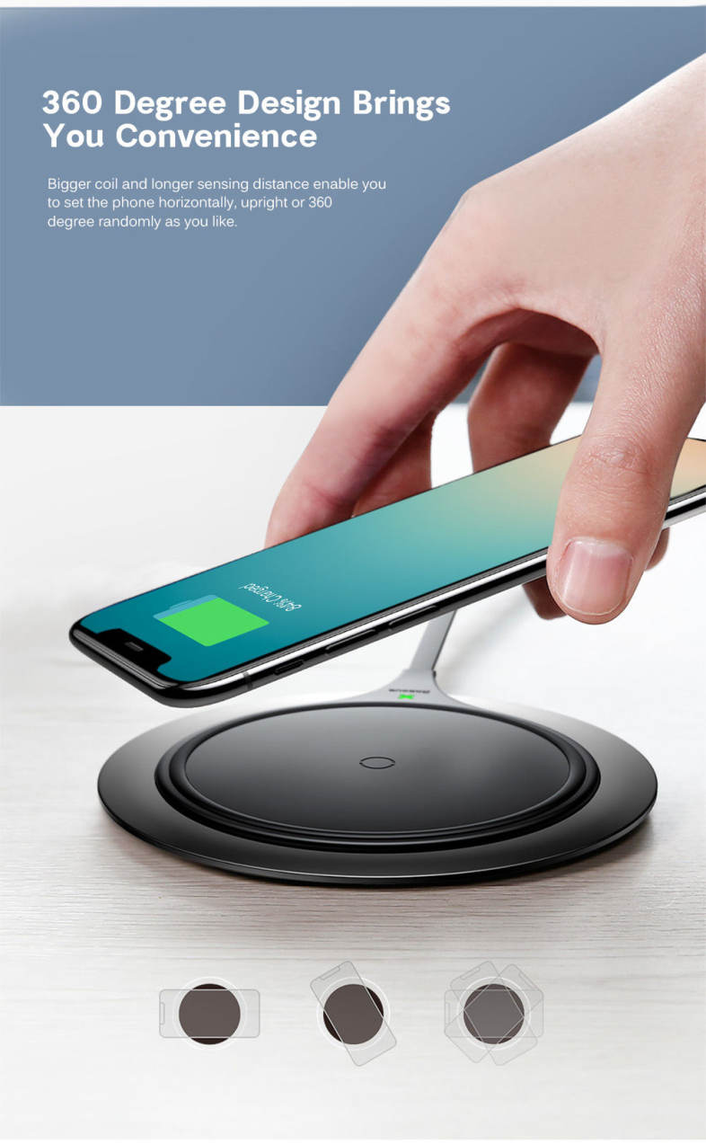 Baseus BSWC - P01 Metal Wireless Charger Electroplating Technology Zinc Alloy 10W
