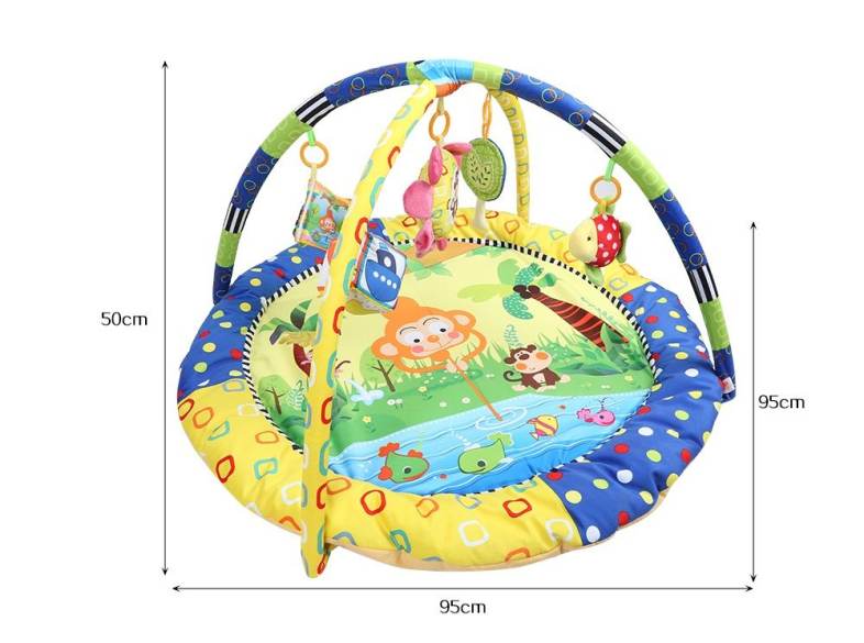 Cartoon Soft Baby Game Mat Kids Infant Rug Floor Pad with Educational Hanging Toy