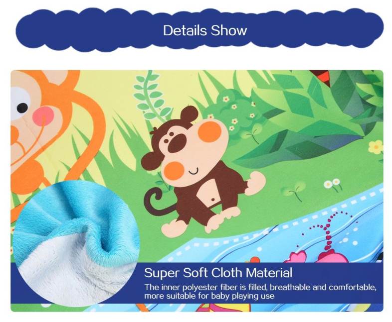 Cartoon Soft Baby Game Mat Kids Infant Rug Floor Pad with Educational Hanging Toy