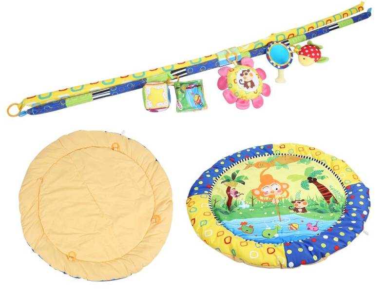 Cartoon Soft Baby Game Mat Kids Infant Rug Floor Pad with Educational Hanging Toy