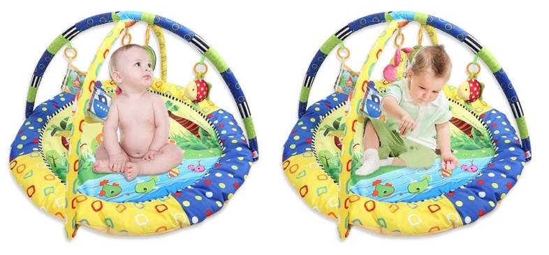 Cartoon Soft Baby Game Mat Kids Infant Rug Floor Pad with Educational Hanging Toy