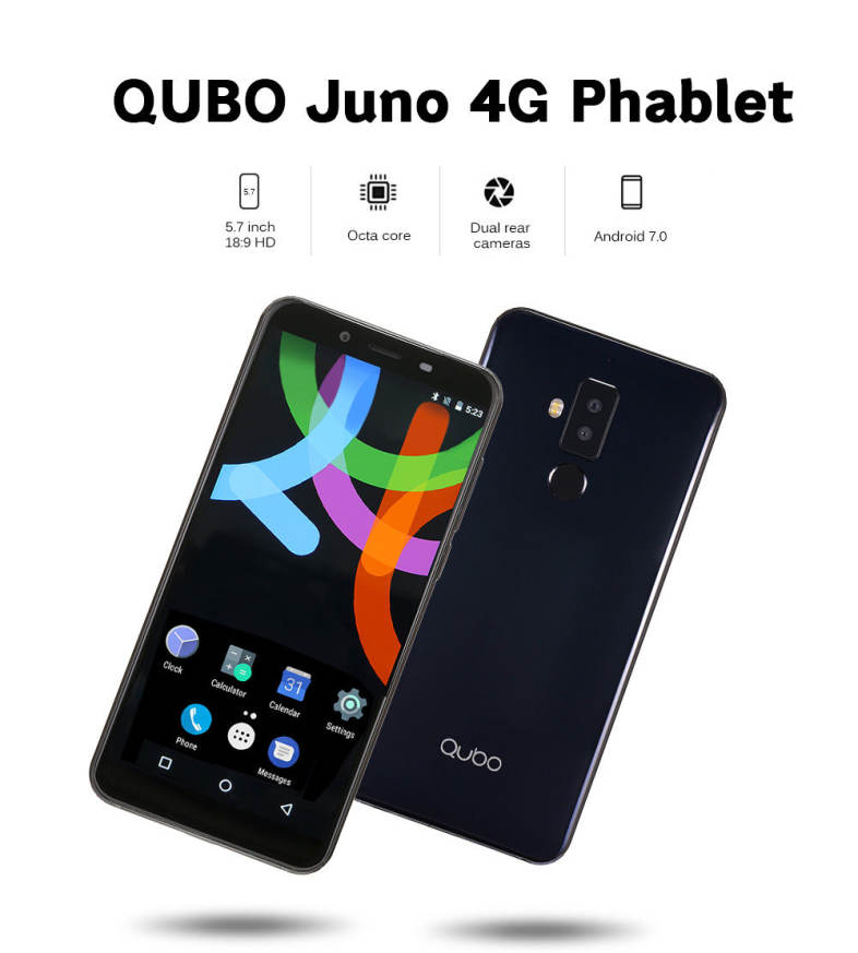 QUBO Juno 4G Phablet 5.7 inch Android 7.0 MT6750T 1.5GHz Octa Core 4GB RAM 32GB ROM Dual Rear Cameras