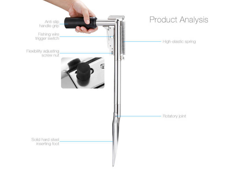 Outlife Automatic Fishing Rod Holder Stainless Steel Fish Bracket with High Strength Spring