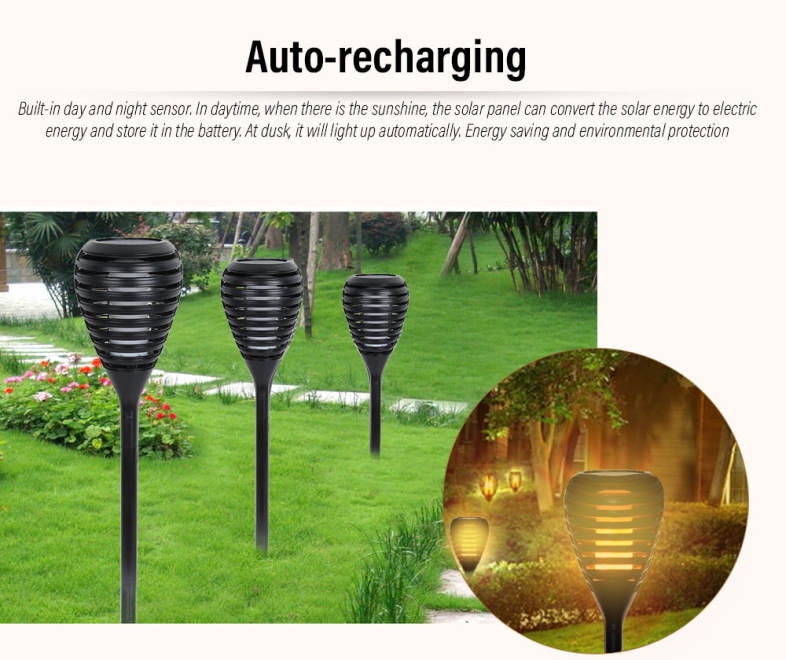 Solar LED Waterproof Flickering Flame Torch Light Outdoor Landscape Decoration Lighting