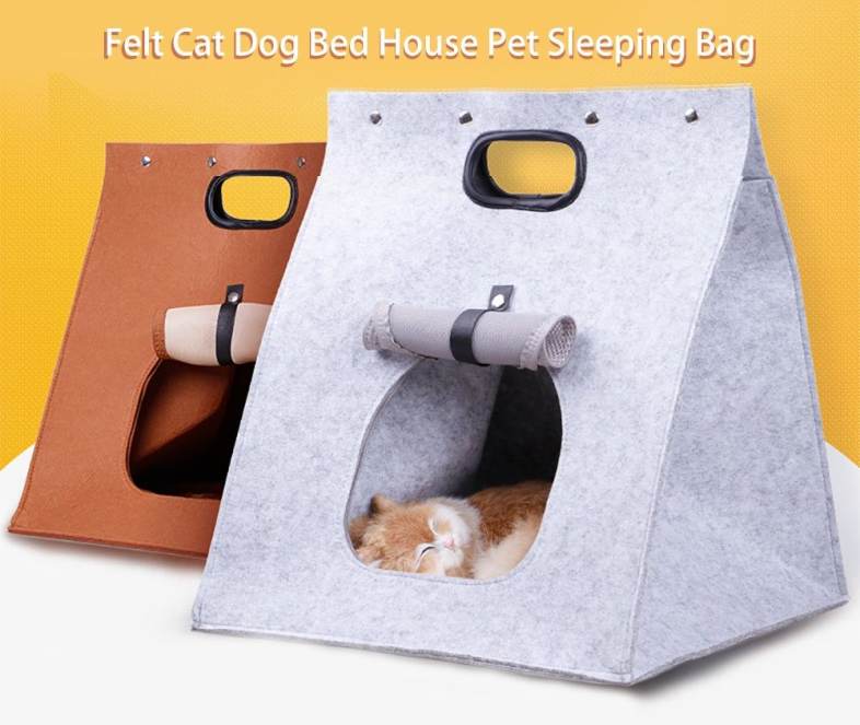 Felt Soft Cat Dog Bed House Pet Sleeping Bag