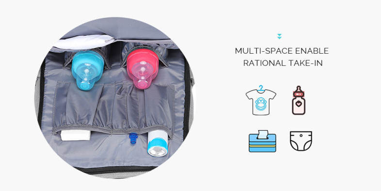 New Style Fashionable Western Large Multi-function Water-resistant Backpack Changing Bag 