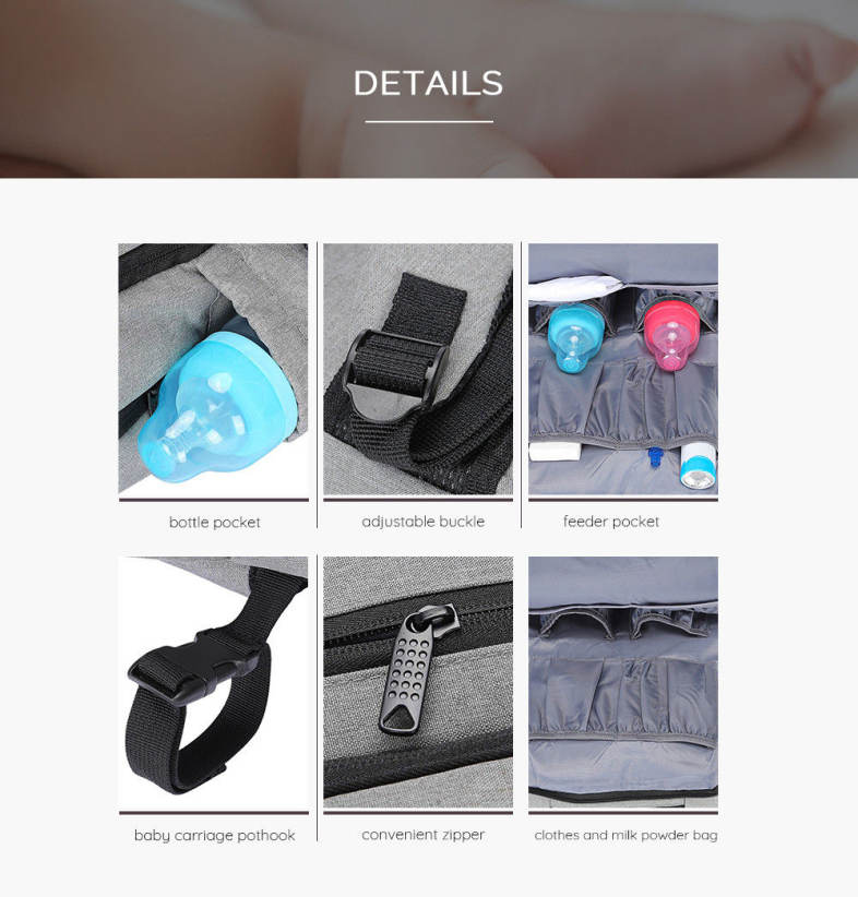 New Style Fashionable Western Large Multi-function Water-resistant Backpack Changing Bag 