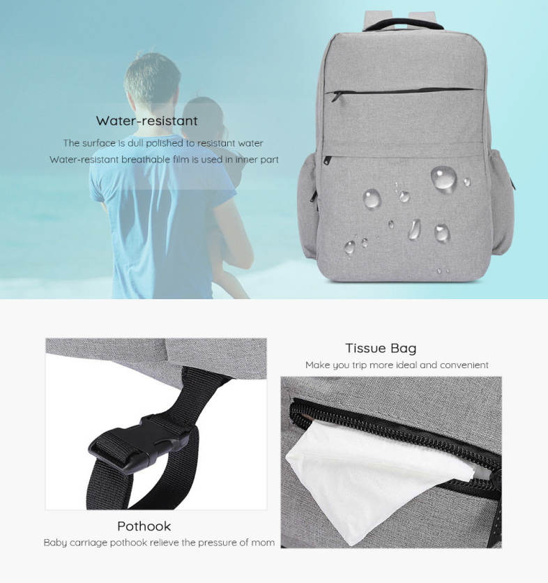 New Style Fashionable Western Large Multi-function Water-resistant Backpack Changing Bag 