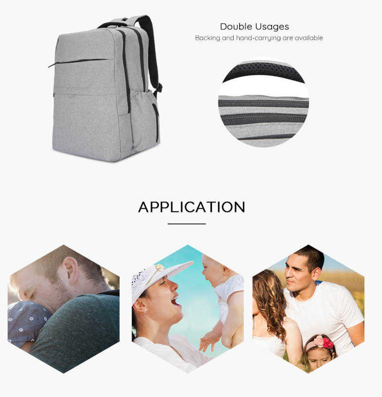 New Style Fashionable Western Large Multi-function Water-resistant Backpack Changing Bag 