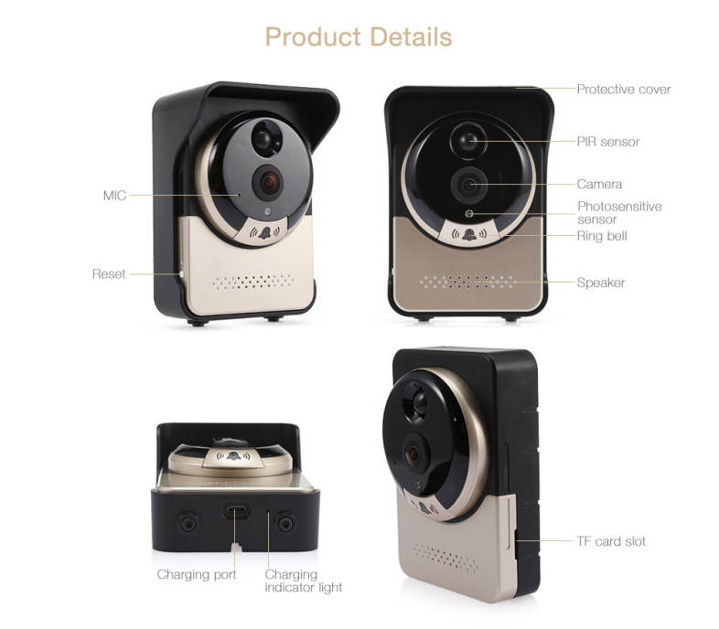 XM XM - JPIDR2 - F4 Doorbell Phone Video Intercom Night Vision Security CCTV Camera Home Surveillance 