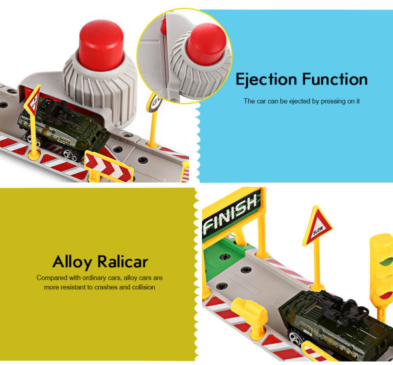 DIY Assembled Building Blocks City Parking Lot Model Toy with Alloy Ejection Engineering Railcars