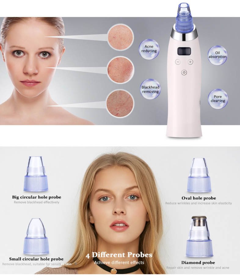 Facial Pore Blackhead Remover Acne Cleanser Vacuum Machine with LCD Display