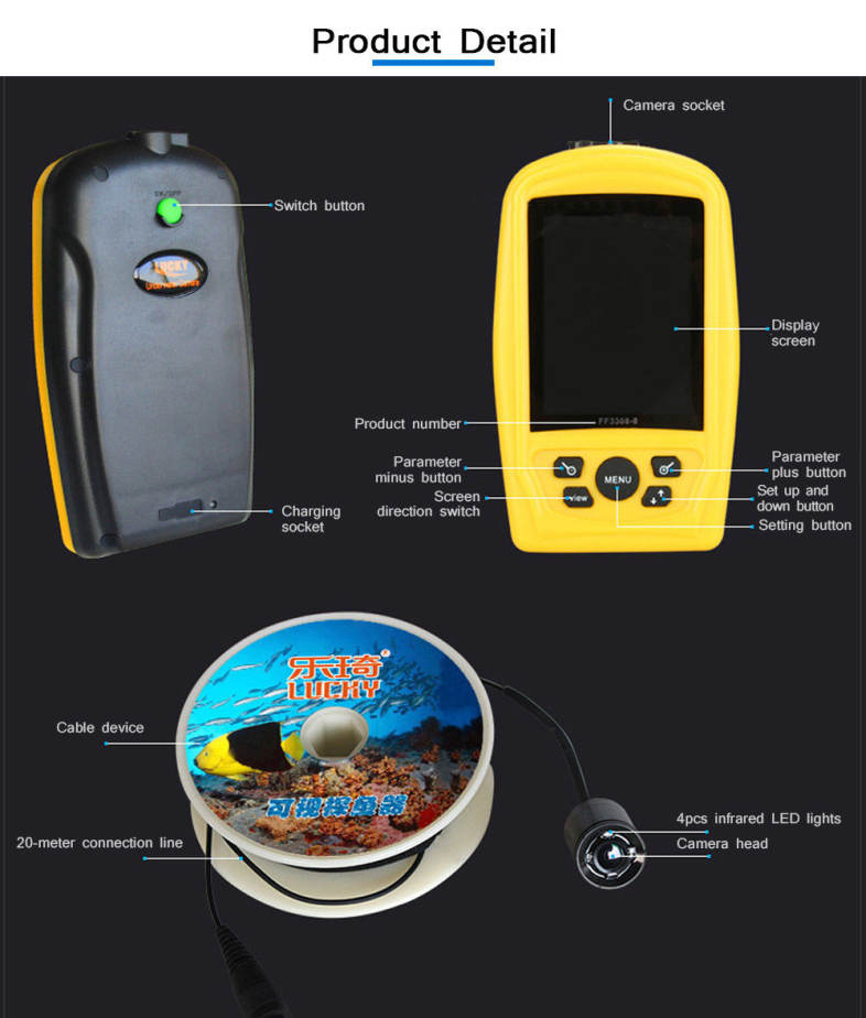 LUCKY FF3308 - 8 Underwater Video Camera Fish Finder Infrared Night Vision