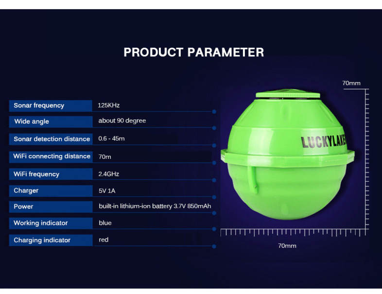 LUCKY FF916 WiFi Intelligent Fish Finder Underwater Sonar with Magnifier